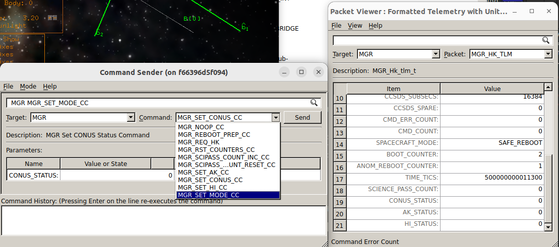 Scenario Nominal - Science Mode commands